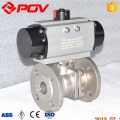 Stainless steel 2 way flanged pneumatic air actuated ball valve